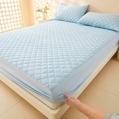 Quilted Waterproof Fitted Sheet – Machine Washable Mattress Protector for Single & Double Beds