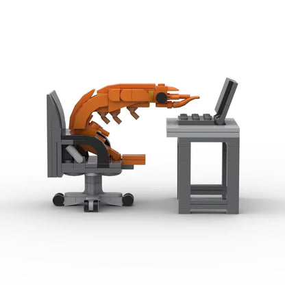 MOC Shrimp Building Block Set - Funny Mini Figure Puzzle Toy & Desktop Ornament