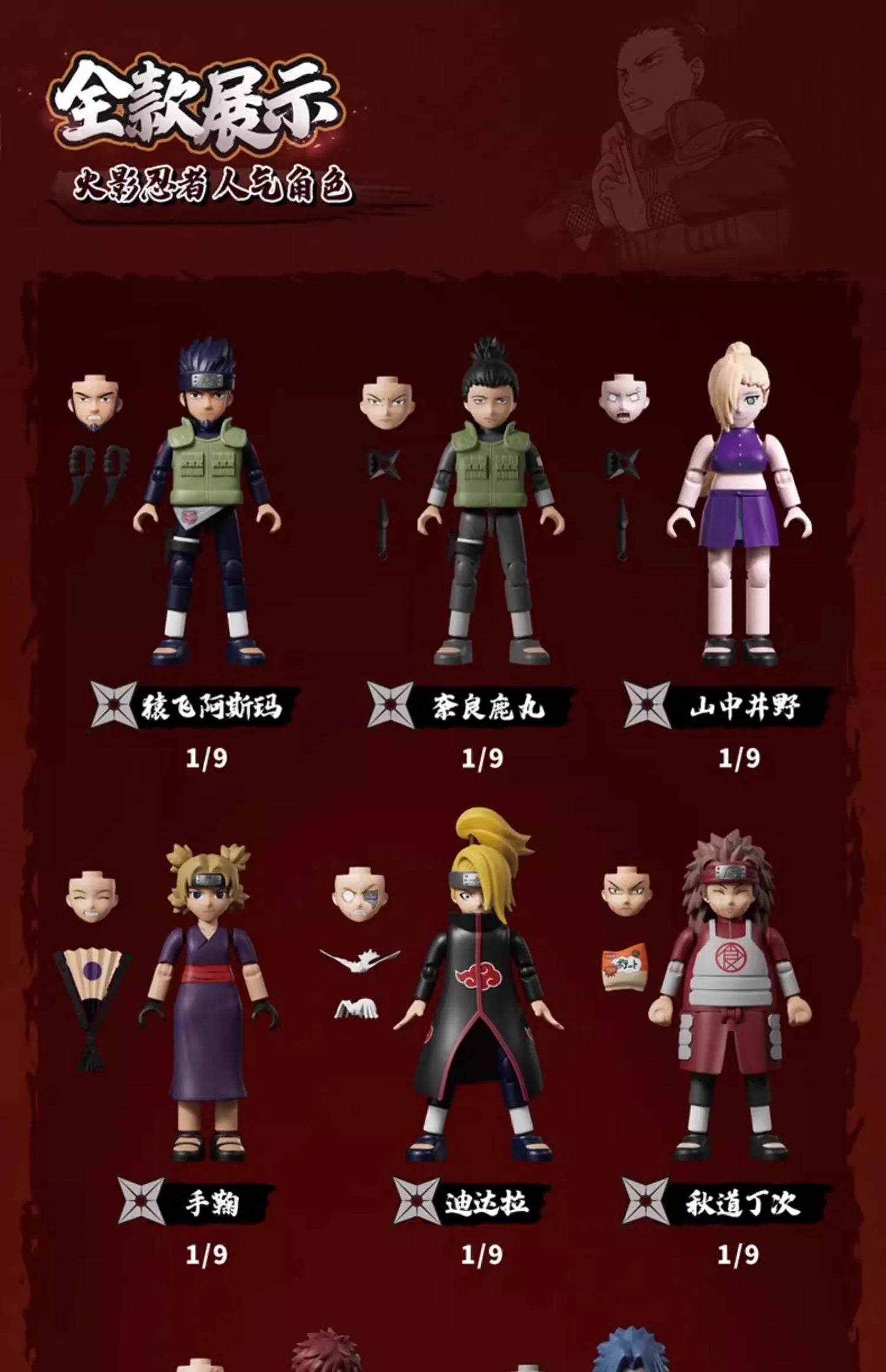 BLOKEES Original Naruto Blind Box – Nine-Tails Chakra Mode Sasuke, Gaara, Kurama, Shikamaru Assembled Action Figure Toy Gift