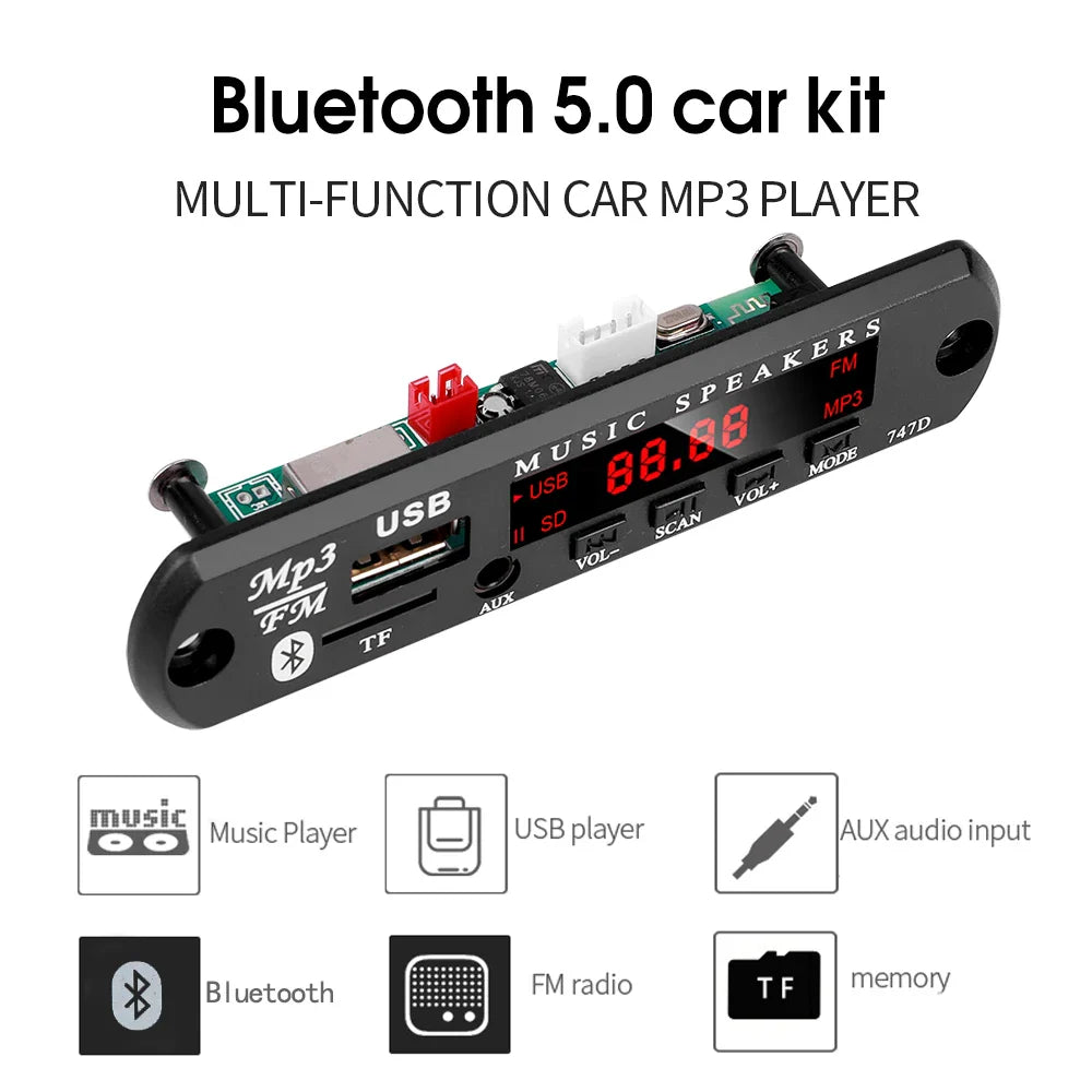 KEBIDU 9V/12V Car Radio Stereo MP3 Decoder Board - Bluetooth Wireless MP3 Player with USB, TF, and Remote Control