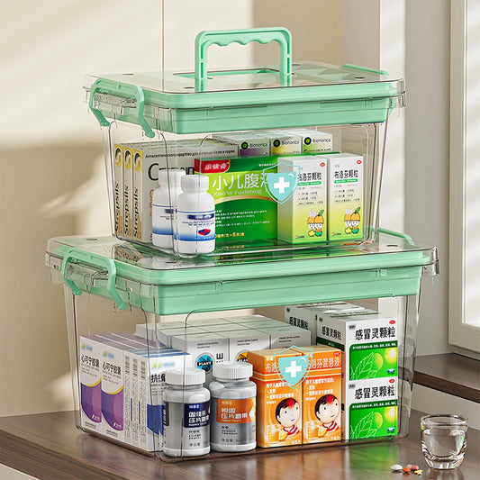 Large Capacity Portable Medicine Box – Multi-Layer Transparent First Aid & Medicine Storage Organizer
