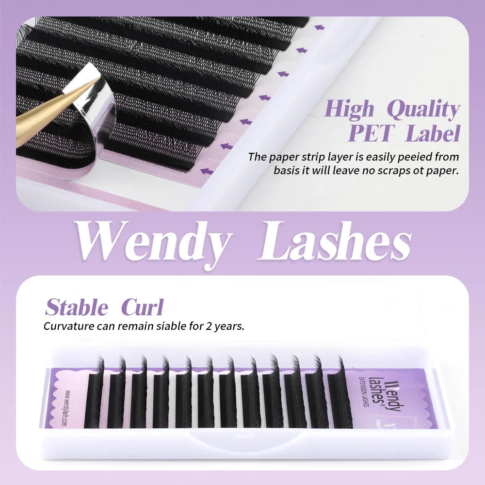 Wendy Lashes YY Shape Eyelash Extensions – Automatic Flowering W-Shape 3D-8D Premade Black Lashes