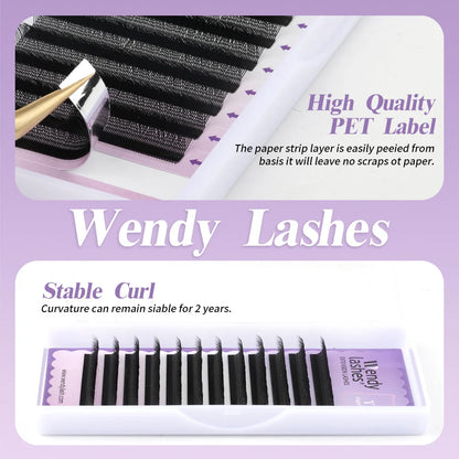 Wendy Lashes YY Shape Eyelash Extensions – Automatic Flowering W-Shape 3D-8D Premade Black Lashes