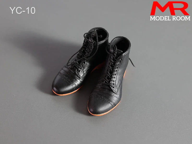 1/6 Scale Male Lace-Up Rubber Boots — Solid Soldier Shoes for 12'' Action Figures with Detachable Feet Dolls