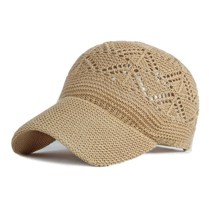Women’s Summer Hollow Baseball Cap – Breathable Knitted Mesh Adjustable Sun Hat for Holiday and Outdoor Use