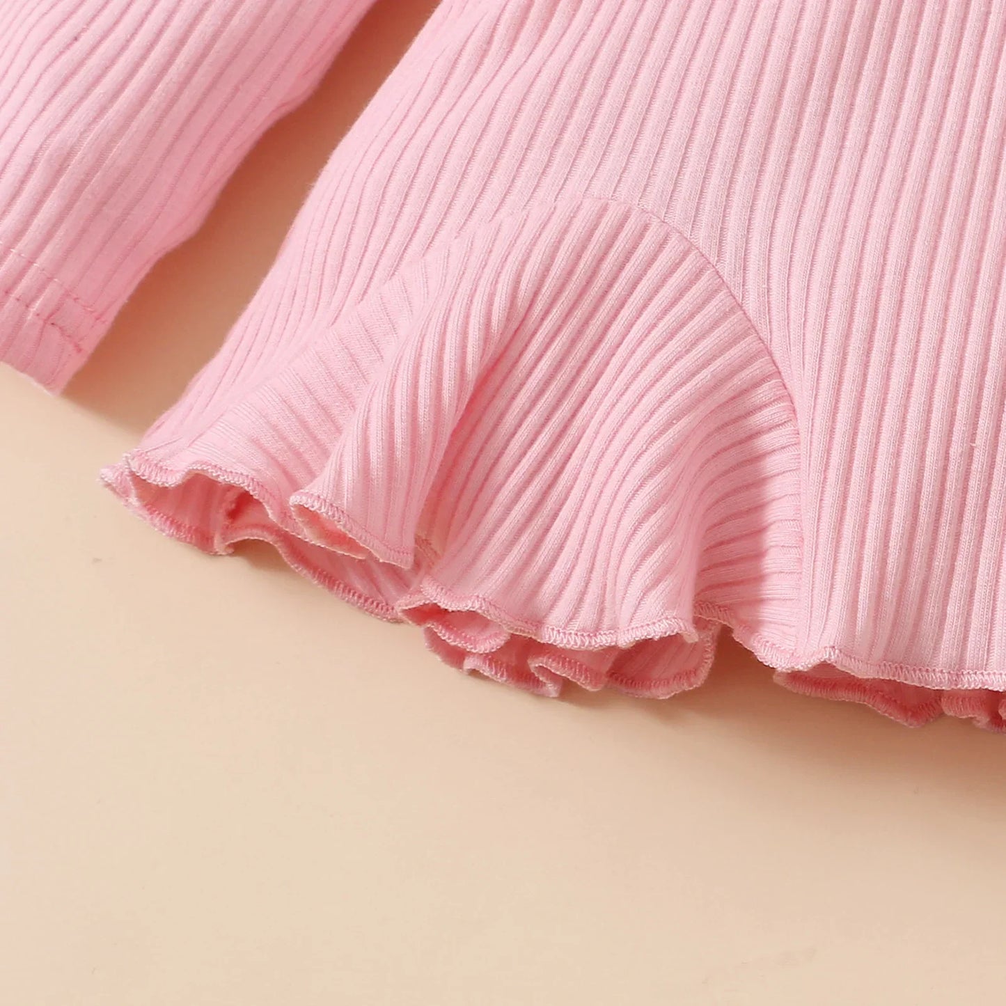 Newborn Baby Girls Clothes Set – Pink Ruffle Top & Heart Print Bow Trousers, Princess Casual Outfit for Infants