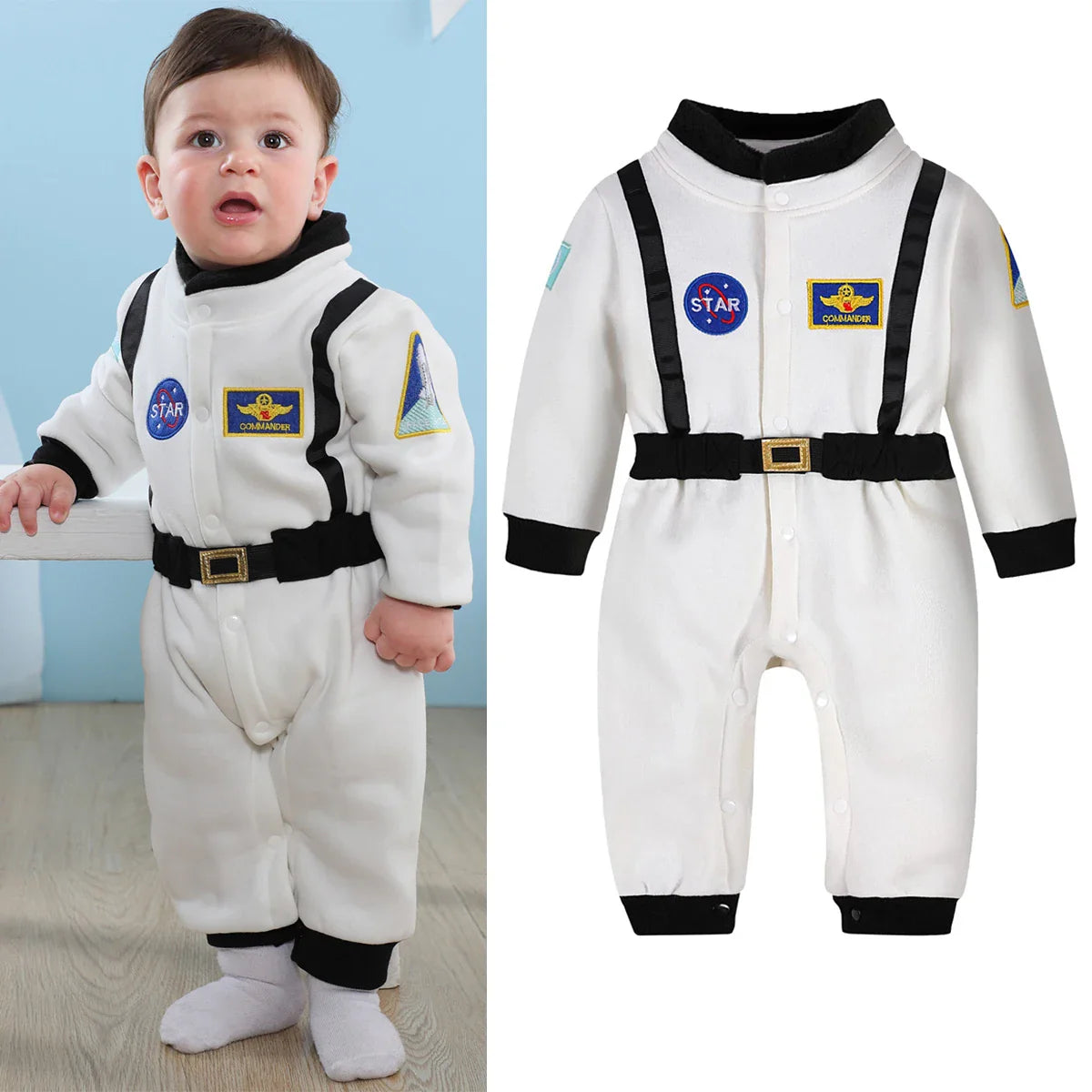 Toddler Astronaut Costume – Baby Boys Space Suit Romper, Infant Halloween & Birthday Party Cosplay Jumpsuit