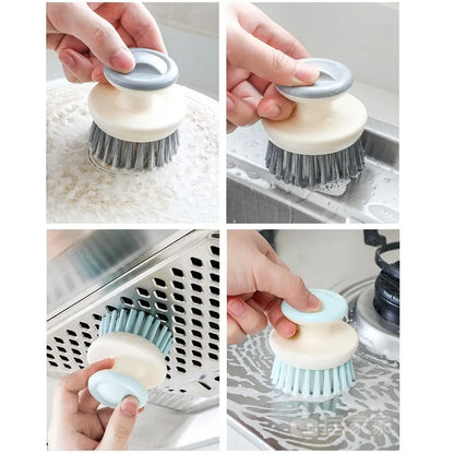 Multipurpose Dish Brush with Handle – Stiff Bristle Kitchen Scrubber for Cleaning Sink, Pots & Pans