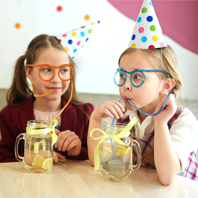 Straw Glasses - Funny Soft PVC Flexible Drinking Straws for Kids Party and Bar Supplies, Creative Toy and Accessories