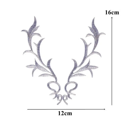 Silver Baroque Sequin Flower Applique – Embroidered Iron-On Patch for Wedding & DIY Crafts