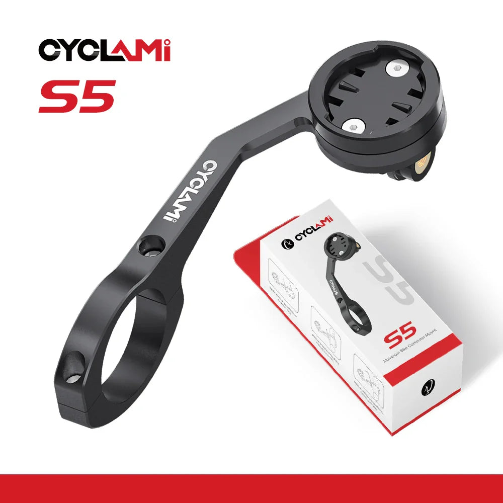 CYCLAMI S5 Aluminum Alloy Double-Sided Bike Computer Mount — MTB Road GPS Headlight Holder for GARMIN, XOSS, IGPSPORT, Coospo