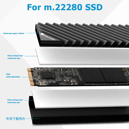 Jonsbo M.2 SSD NVMe Heat Sink - Aluminum 2280 SSD Gasket with Silicone Thermal Pad for PC