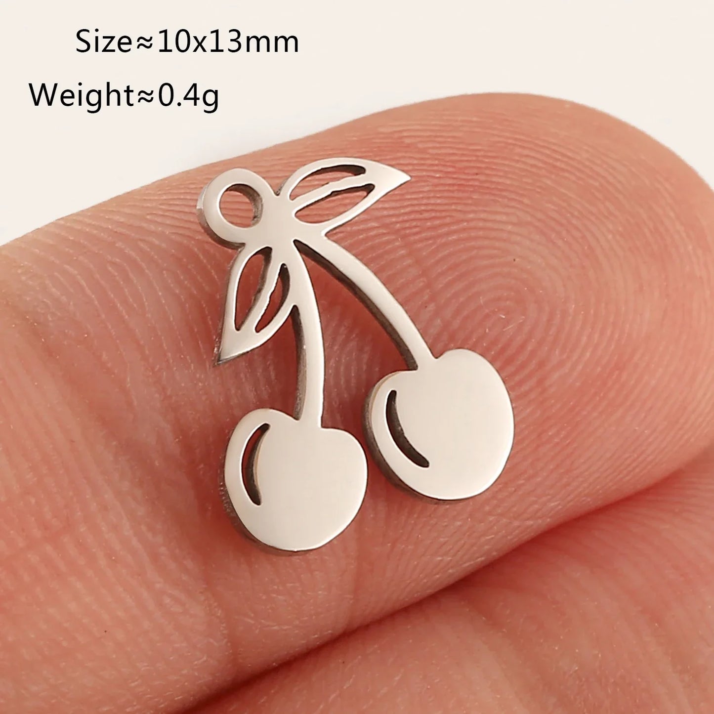5pcs Stainless Steel Fruit Charms – Strawberry, Cherry, Pineapple & Watermelon Pendants for DIY Bracelets & Necklace Jewelry Making