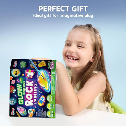 JOYFY Glow-in-the-Dark Rock Painting Kit – Arts & Crafts Toy for Kids Ages 6-12, Birthday Party Art Supplies