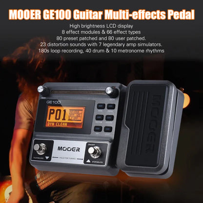 MOOER GE100 Guitar Multi-Effects Processor – Pedal with Loop, Tuner, Tap Tempo, Rhythm, Scale & Chord Lessons