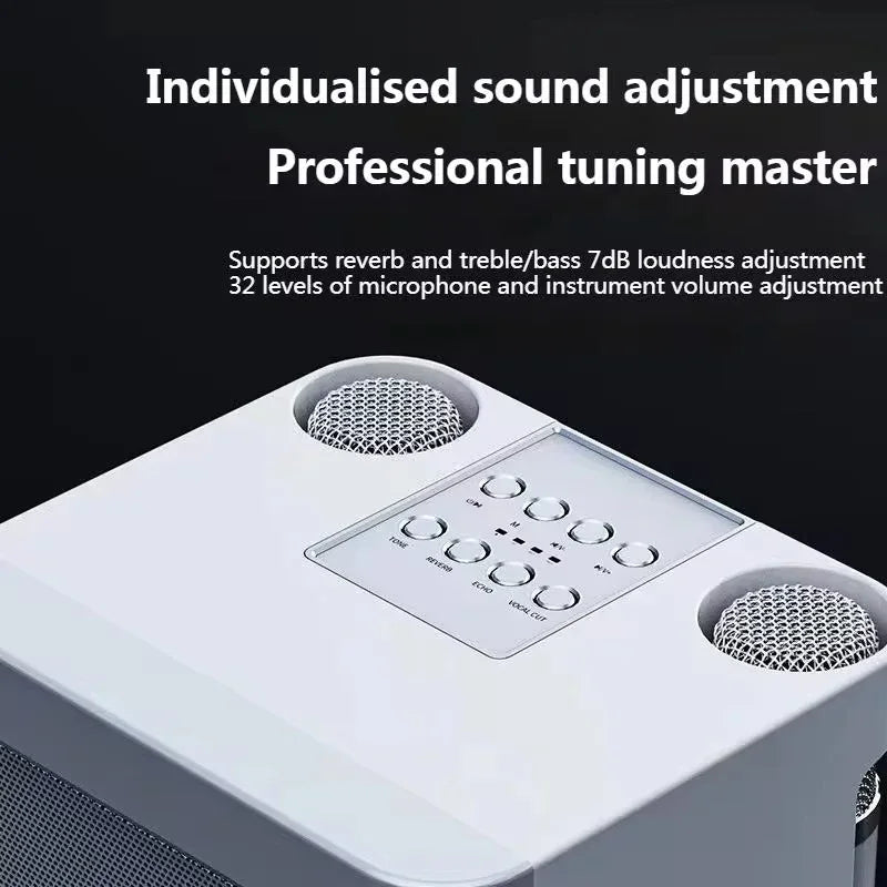 Portable Karaoke Machine with 2 Wireless Microphones — Boombox Player with AUX, TF Card, U Disk & Voice Changer for Parties