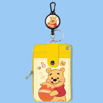 Unisex 5-Bit Badge Reel Business Card Holder with PU Neck Strap & Coin Purse – ID, Bus & IC Card Lanyard