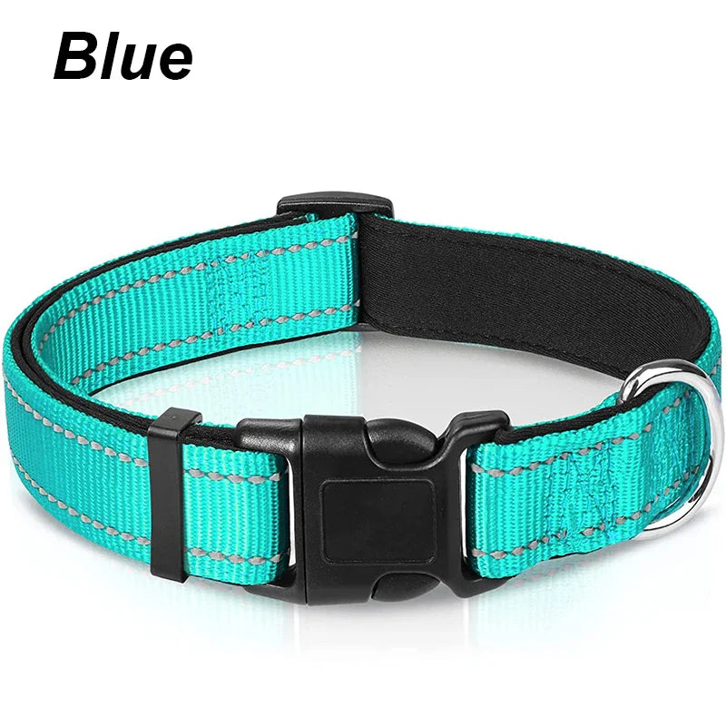 Reflective Dog Collar – Soft Neoprene Padded Nylon, Adjustable & Sturdy for Medium and Large Dogs