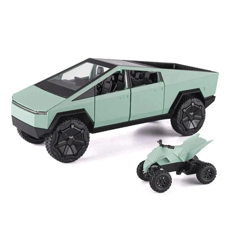 1:24 Cybertruck Model Silver Diecast Pickup Toy Car with Sound & Light for Kids 3+