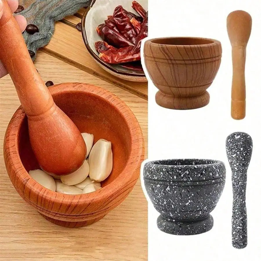 Resin Mortar and Pestle Set - Mini Kitchen Spice, Herb & Garlic Grinding Bowl for Cooking & Restaurant Use