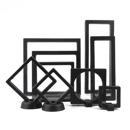 Black 3D Floating Display Case Frame – Free-Stand Suspension Membrane Jewelry Storage Box for Rings, Earrings & Necklaces