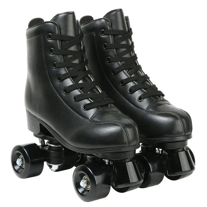 PU Leather Roller Skates – Inline & Quad Skating Shoes, Flashing 4-Wheel Sneakers, Europe Size, Training & Fun