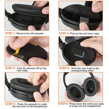 KUTOU Replacement Ear Pads for Bose QC45 – Soft Protein Leather Cushions for QuietComfort 45