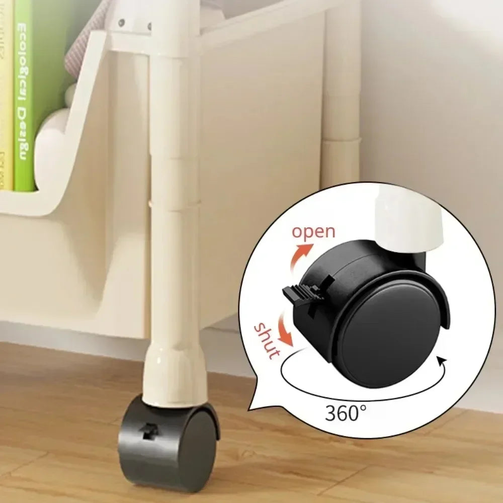 Trolley Bookshelf Kitchen Storage Rack - Narrow Corner Storage Cabinet for Bathroom, Living Room, and Home Organizer