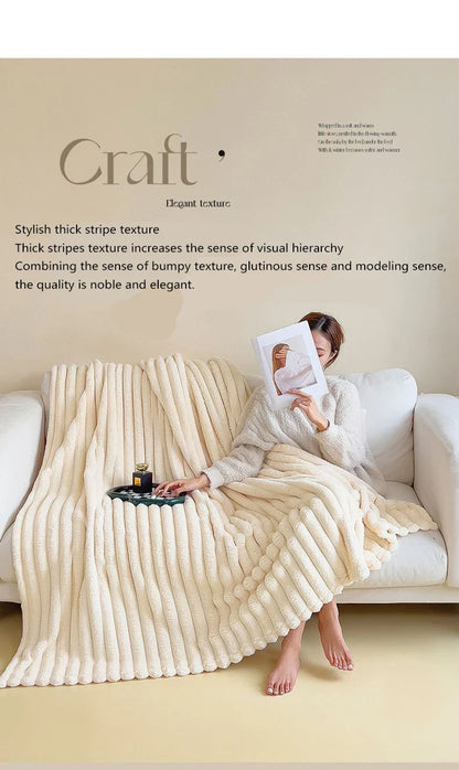 Solid Color Rabbit Plush Blanket - Office Nap Shawl, Air Conditioning Blanket & Sofa Cover