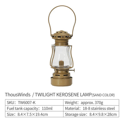 ThousWinds Twilight Kerosene Camping Lantern – Portable Retro Oil Lamp for Outdoor Picnic and Backpacking