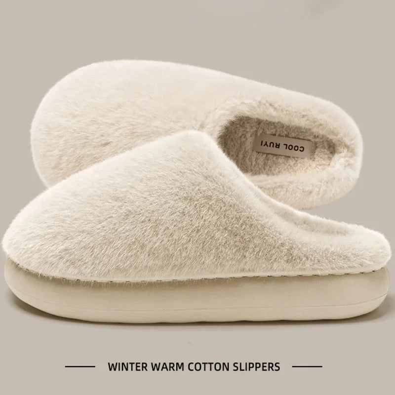Women’s Winter Faux Fur Slippers – Plush Toe-Cover, Soft Cotton Indoor House Shoes with Thick Slip-Resistant Sole