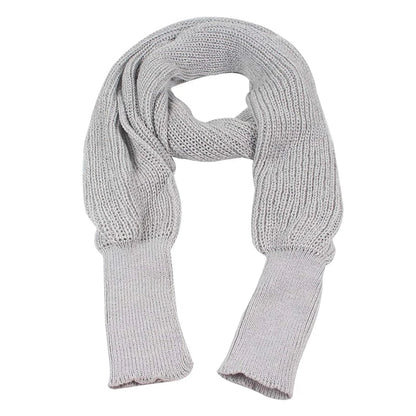 Solid Color Knit Shawl with Long Sleeves - Elegant Soft Warm Top, Elastic Wrap Scarf for Autumn and Winter