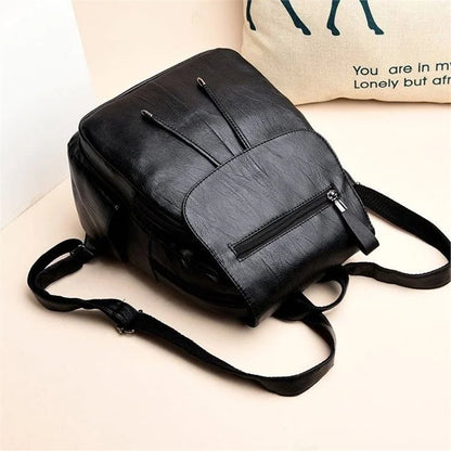 Versatile Soft Leather Women’s Bag – Dual Shoulder Korean Style Handheld & Waterproof Travel Backpack
