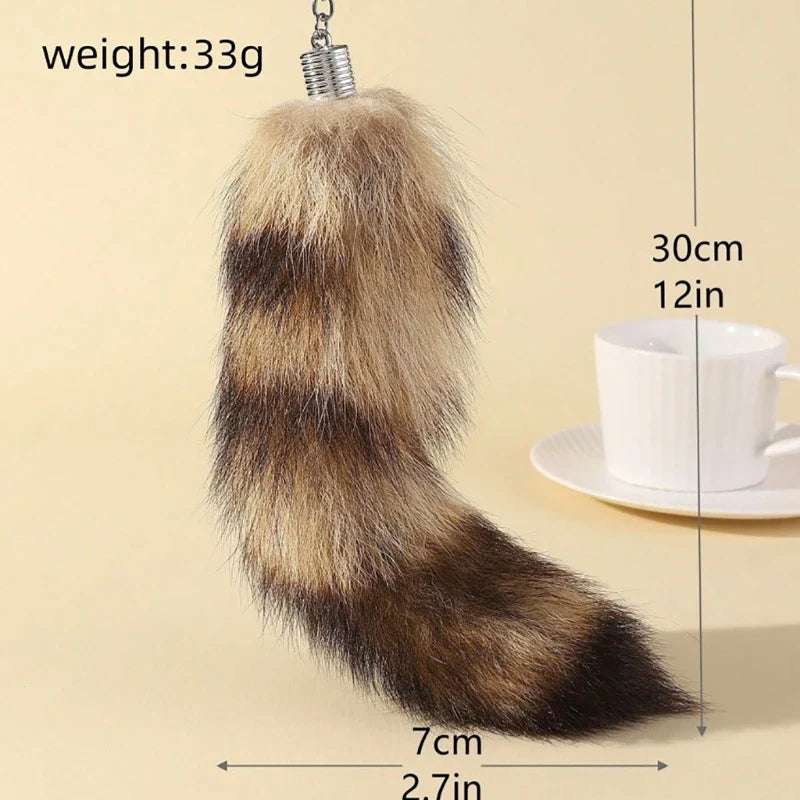 Raccoon Tail Keychain — Creative Coat Tail Key Ring Chain, Unique Gift for Men