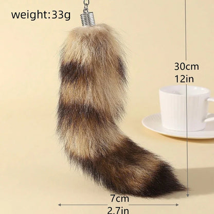 Raccoon Tail Keychain — Creative Coat Tail Key Ring Chain, Unique Gift for Men