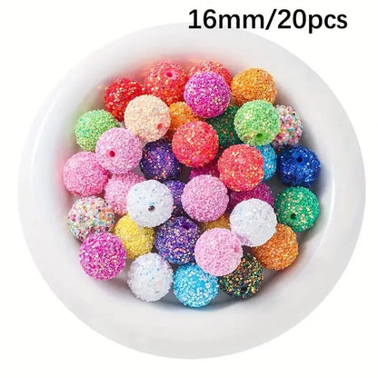 20PCS Sparkling Water Diamond Beads – 16mm Disco Ball Style Crystal Beads, Thick Bubblegum Spheres for Color Mixing & Crafts