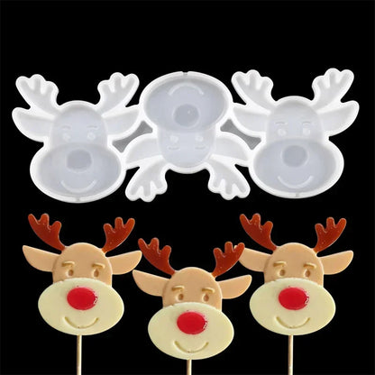 Halloween & Christmas Silicone Lollipop Mold – Pumpkin, Ghost & Elk Shape Candy, Chocolate, Cheese & Cake Decorating Tool
