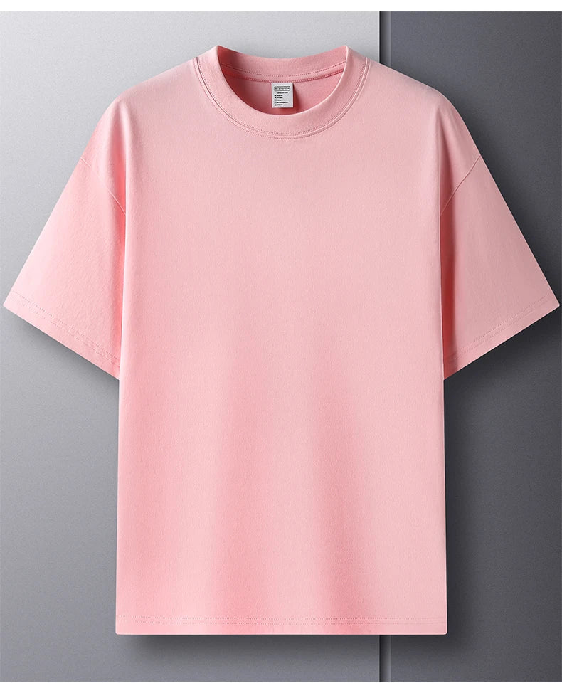 100% Pure Cotton Men’s Summer T-Shirt – High-End Short Sleeve Round Neck Breathable Fashion Top