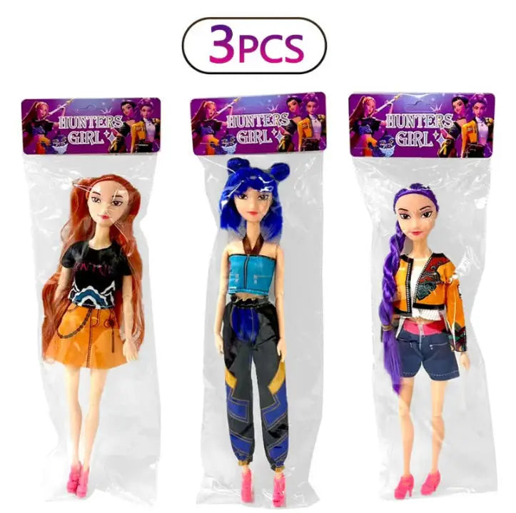 NEW KPop Demon Hunters Doll Toy — Rumi Mira Zoey Action Figure, Princess Baby Girl DIY Plastic Toy for Girls