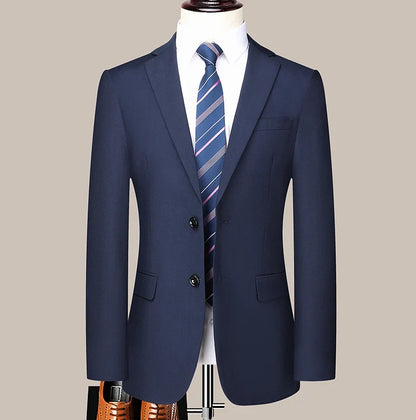 2023 Men’s Two-Button Wedding Suit — Korean Slim Fit Fashion Business Formal Two-Piece Set (Blazer + Trousers)
