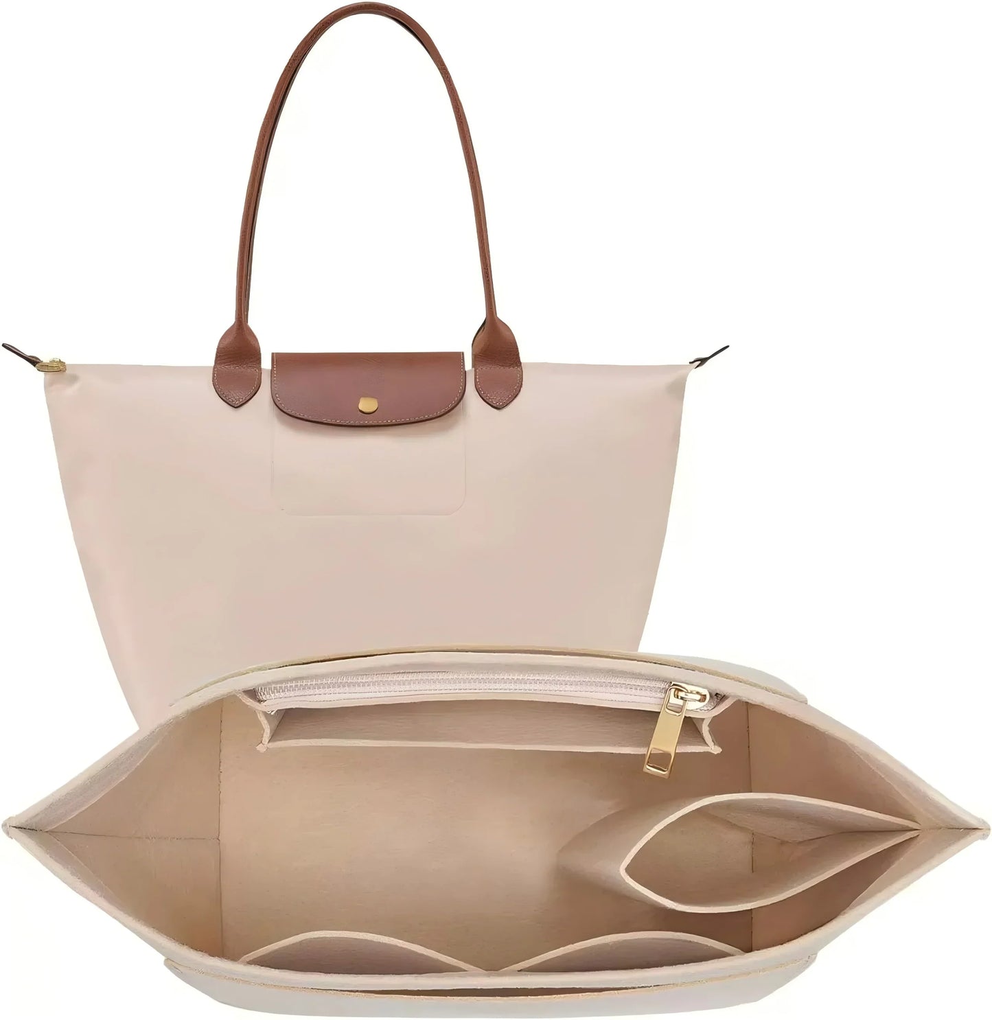 Longchamp Le Pliage S/ML Purse Organizer Insert — Custom Felt Liner with Multi-Compartment Bag Organizer
