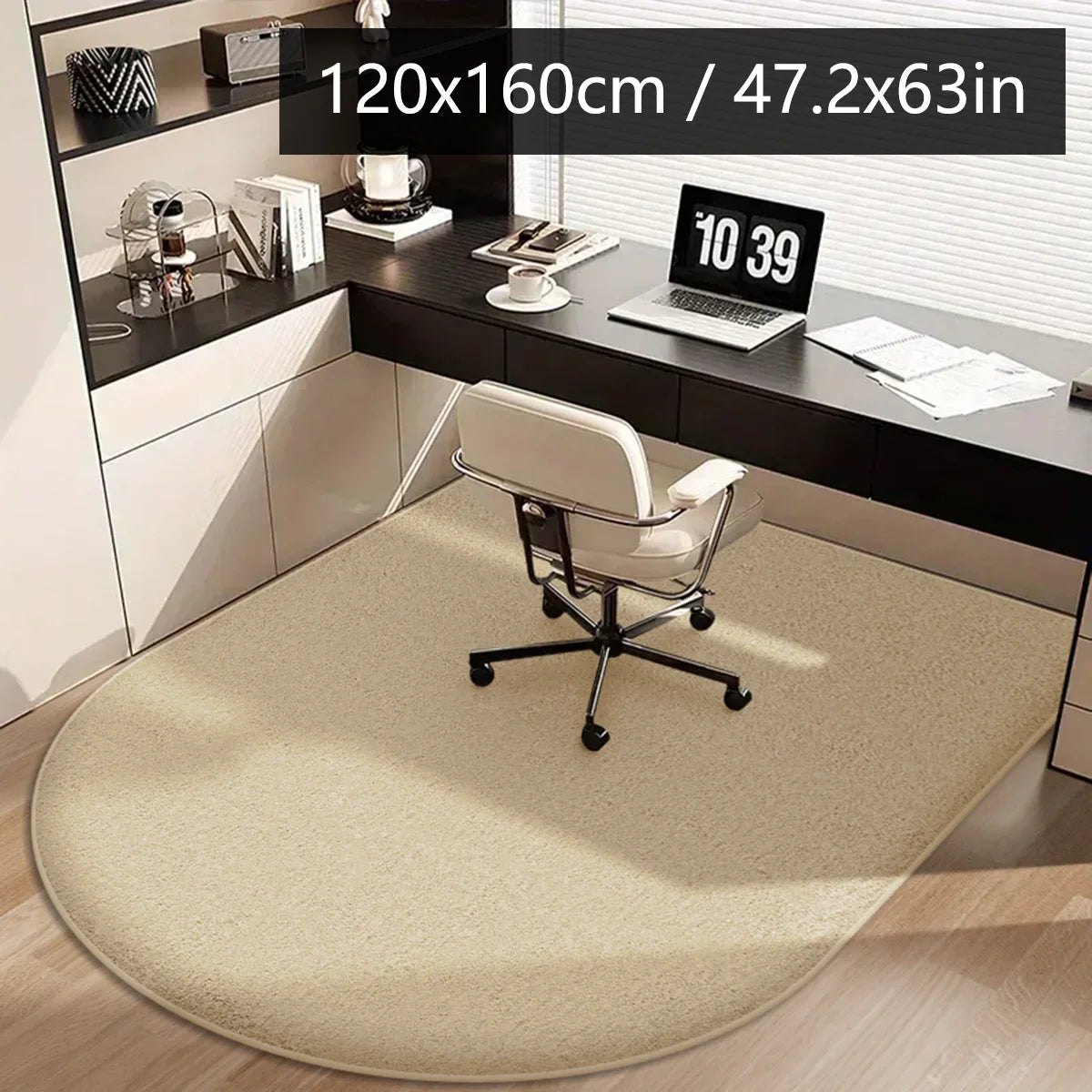 Solid Color Flannel Chair Mat – Thickened Soft Floor Carpet for Computer Desk, Swivel Chair, Study & Dressing Table Use