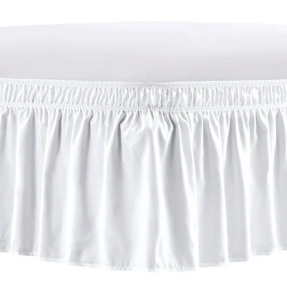 Elastic Wrap Around Bed Skirt – Wrinkle, Fade & Shrink Resistant Easy Fit Dust Ruffle for Adjustable Beds