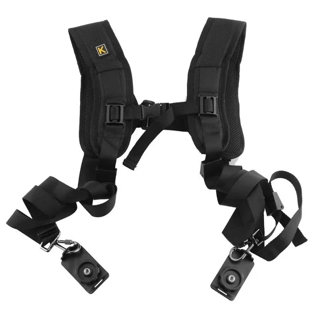 K Double Shoulder Camera Strap – Quick Release Belt Harness for DSLR Cameras & Camcorders, Compatible with Canon Nikon Sony