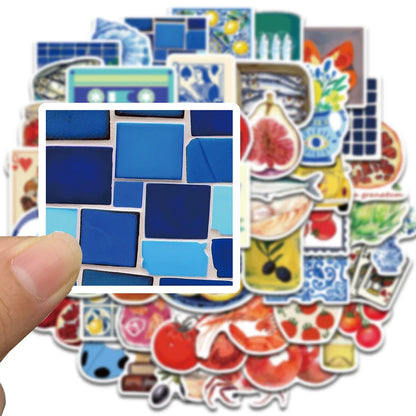 50 Pcs Mediterranean Tomato Stickers - Kawaii Waterproof Graffiti for Laptop, Phone, Scrapbooking & Skateboard