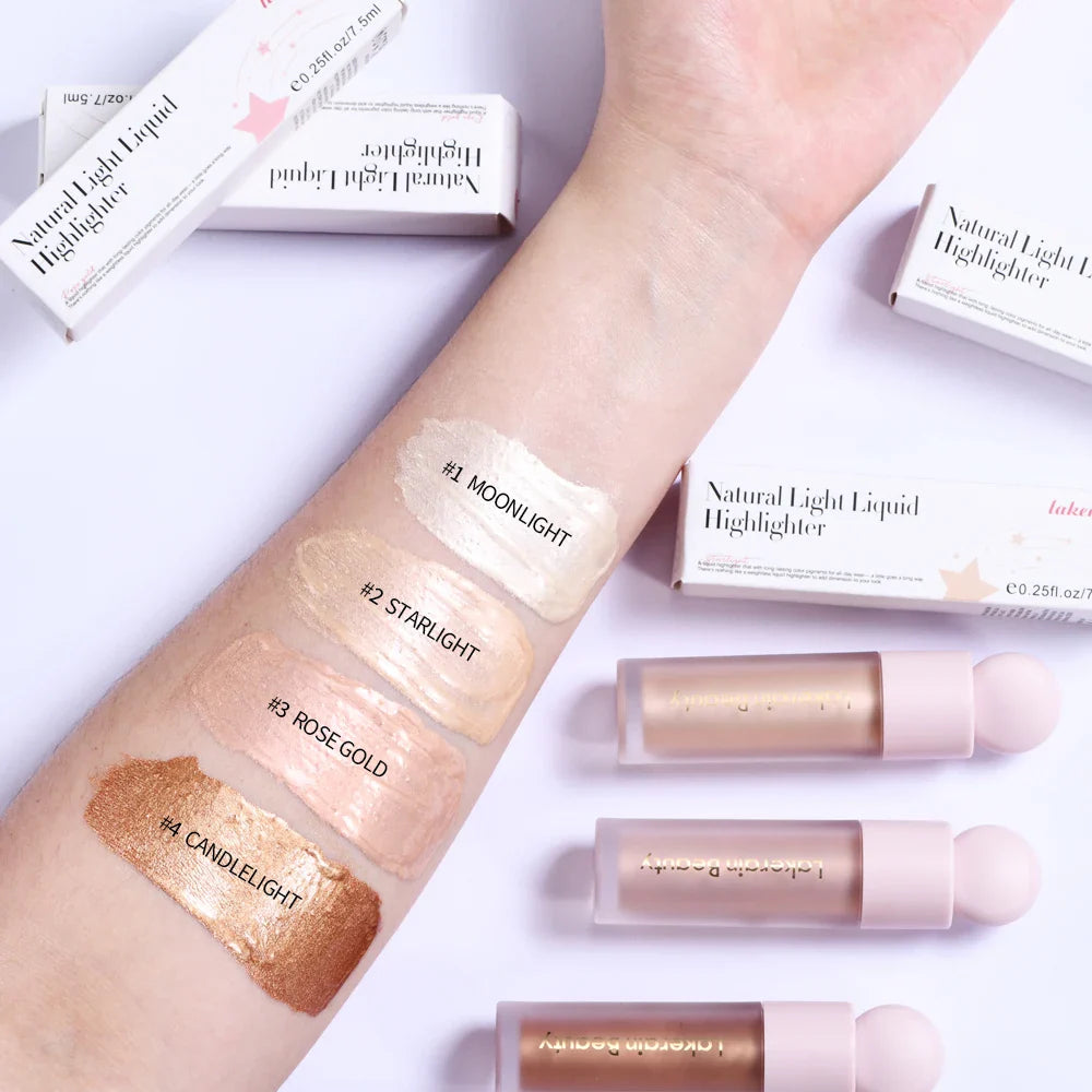 4-Color Liquid Face Highlighter — Bronzer & Contour Shimmer Makeup