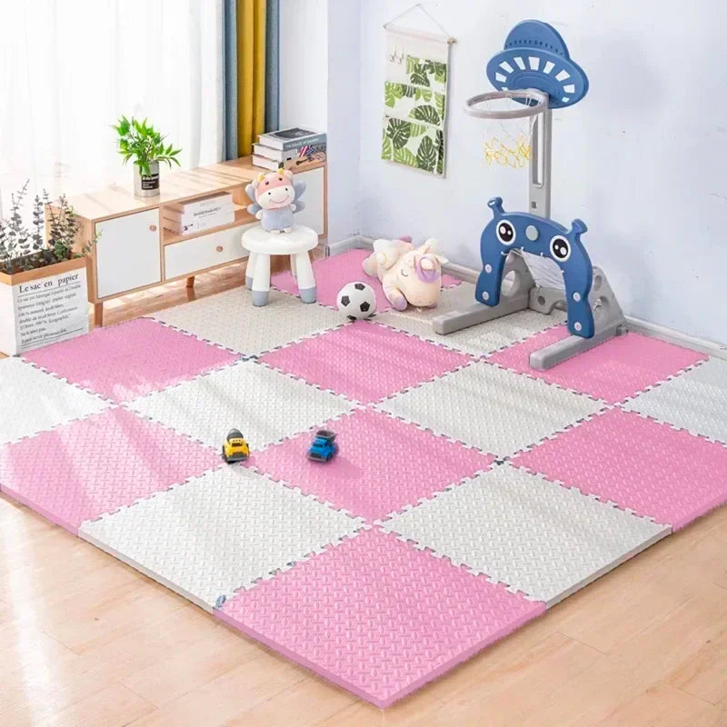 Pink Interlocking Foam Play Mat – Puzzle Floor Tiles for Baby Crawling, Exercise & Safe Play Area, 8/16Pcs Soft Non-Slip Kids Carpet