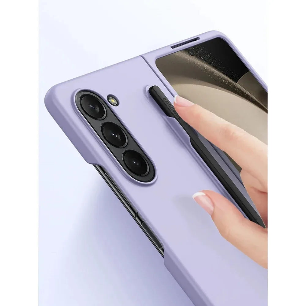 Skin Feel Slim Case for Samsung Galaxy Z Fold 6/5/4/3 – Hard Plastic Shockproof Cover with Stylus Pen Slot Holder