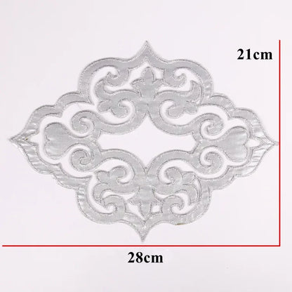 Silver Baroque Sequin Flower Applique – Embroidered Iron-On Patch for Wedding & DIY Crafts