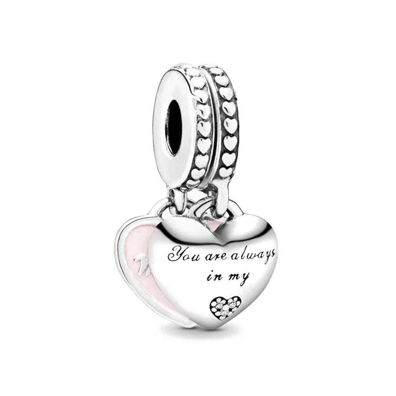 Europe 925 Silver Family Charm Pendant - Boy, Girl, Mom & Sisters Bead for Pandora Bracelet, Sparkling Dangle Jewelry